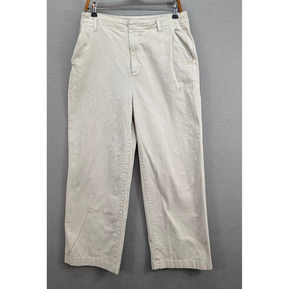 Gap Loose Khaki Pants Women's Wide Leg High Rise Cotton Twill Utility Size 10
